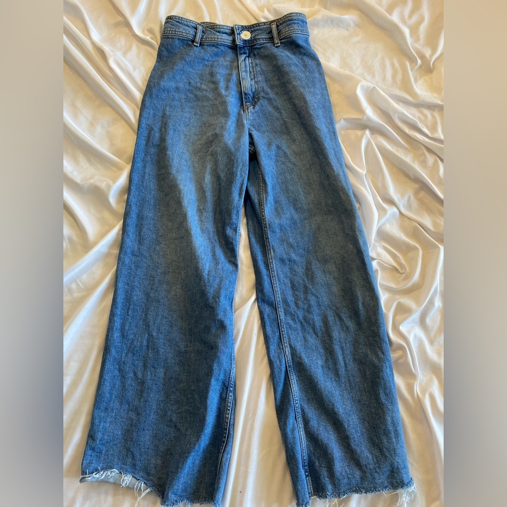 Zara marine straight wide leg denim. Size US 6